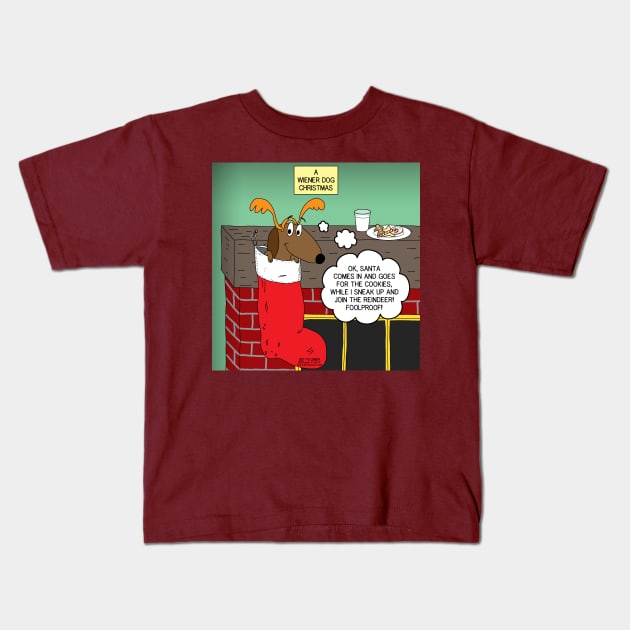 A Wiener Dog Christmas Kids T-Shirt by OutToLunch